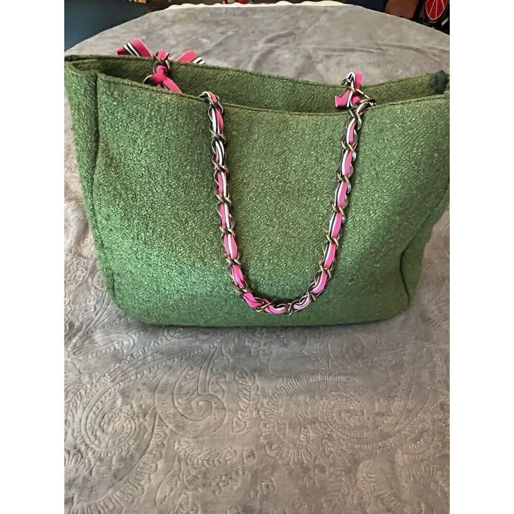 Bath & Body Works Tote Bag Goldie Limited Edition Olive Green Metal Chain Strap - Picture 2 of 10